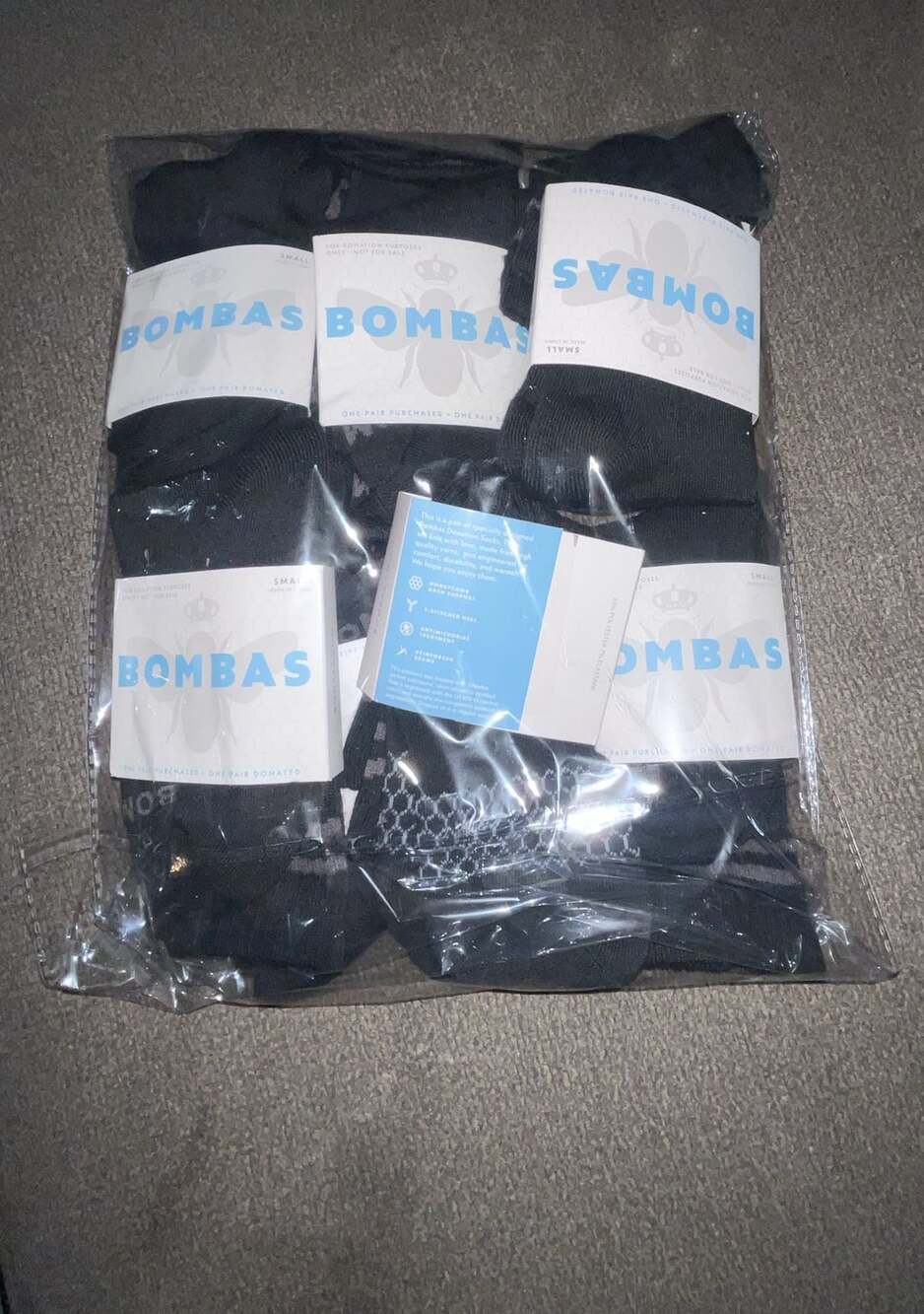 Bombas Calf Socks Size Small Black Athletic Crew Lot 9 pairs